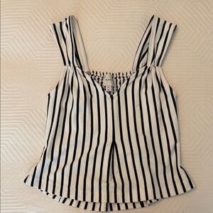 Maeve Black and White Striped Tank Top